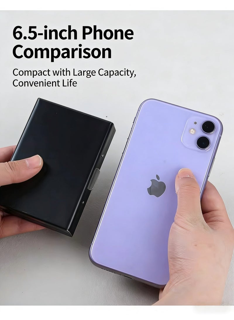 RFID Blocking Stainless Steel Card Holder (Brushed Silver), Multi-Slot Metal Card Case, Portable ID & Credit Card Wallet - Image 2